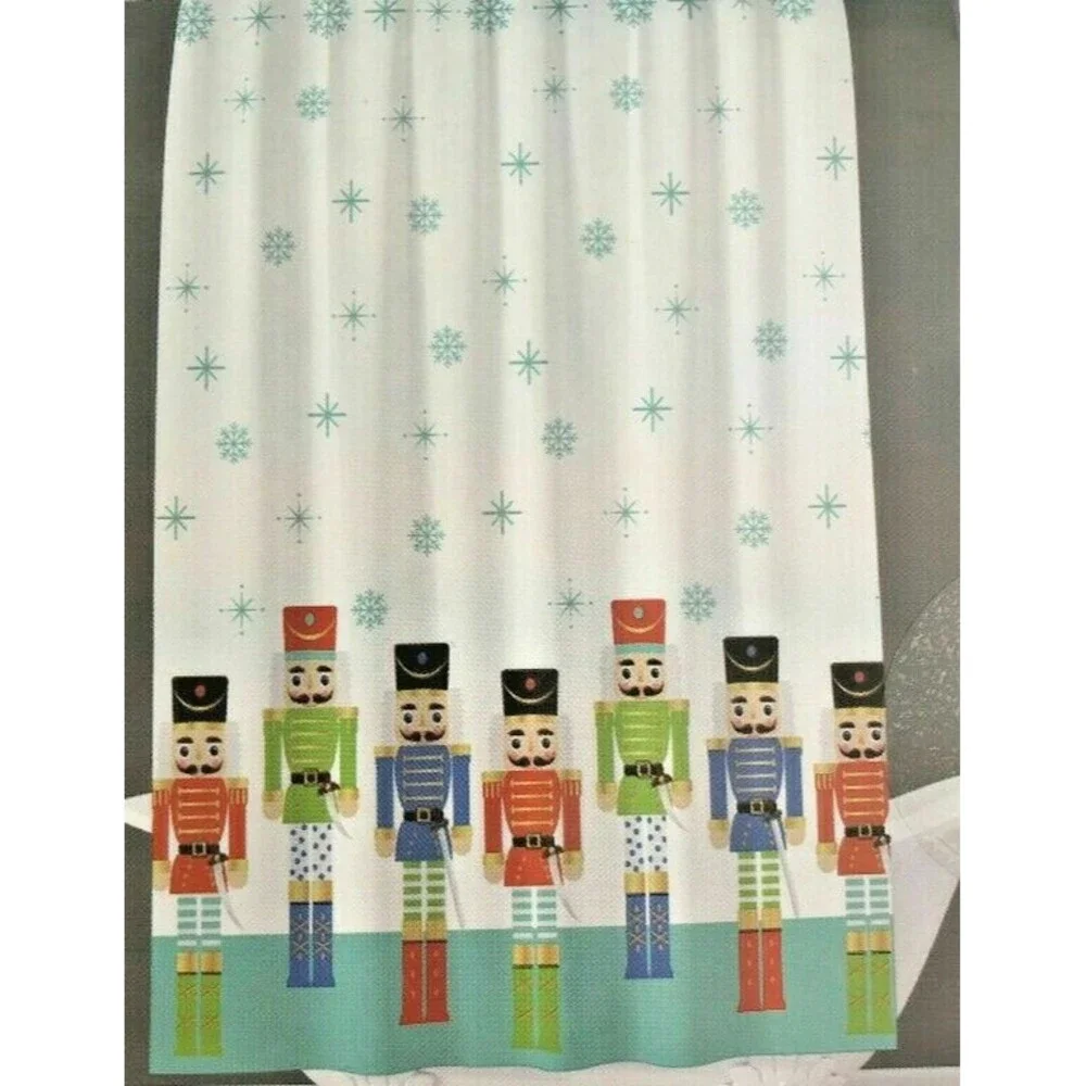 Christmas Nutcracker Fabric Shower Curtain Bathroom Holiday Polyester 72x72